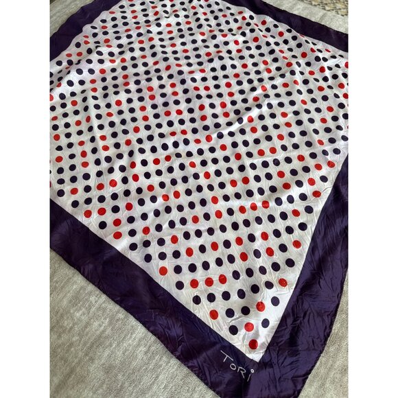 1960s 1970s Vintage Preppy Polka Dot Square Scarf Coquette - Picture 2 of 3